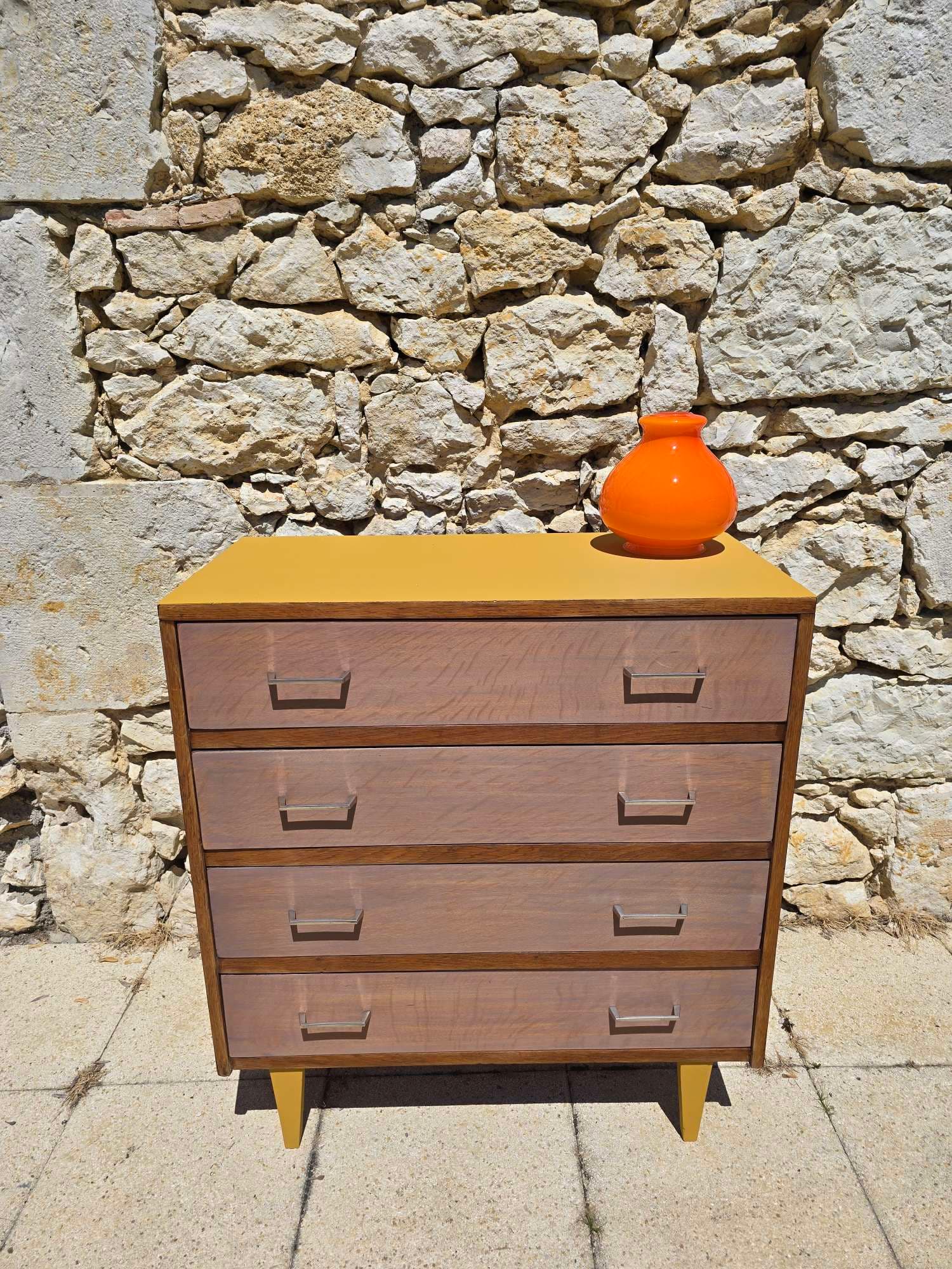Commode scandinave vintage 4 tiroirs restaurée